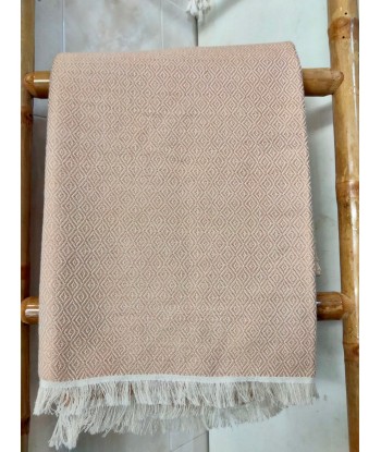 Plaid en coton tissé fait main Beige saumon 120 x 240 cm par Artisans du Mékong en ligne