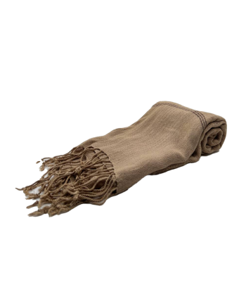 Foulard en coton organique du Cambodge tissé à la main teinture naturelle couleur beige foncé Comparez et commandez 