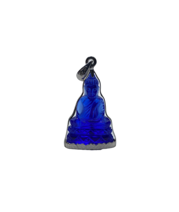 Pendentif Bouddha Bhumisparsha Mudrā en cristal bleu rembourrage situé sous