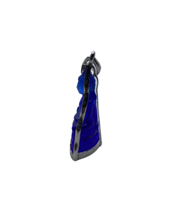 Pendentif Bouddha Bhumisparsha Mudrā en cristal bleu rembourrage situé sous