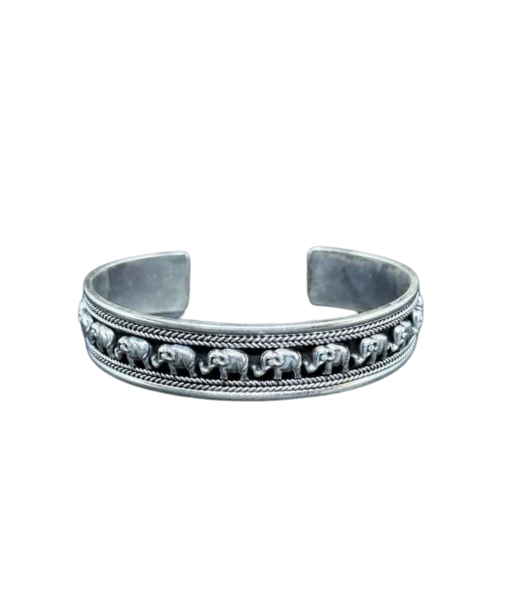 Bracelet Thaïlandais en argent orné d'éléphants la colonne vertébrale