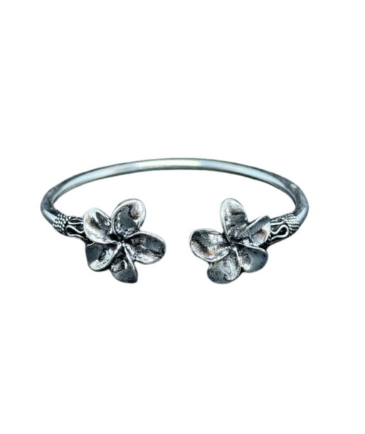 Bracelet Khmer fin en argent aux Fleurs de Champa les ligaments