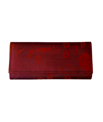 Pochette en soie cambodgienne bordeaux motif fleur par Cambodia Art Scarf soldes