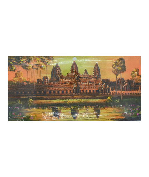 Peinture sur Toile "Lueur du soir sur Angkor Wat" 40x20cm acheter en ligne