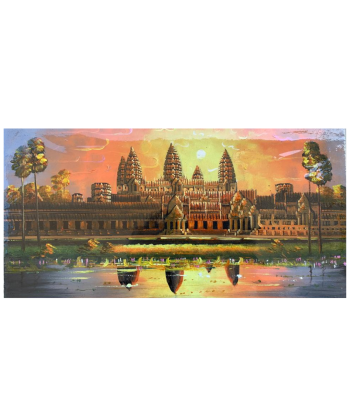 Peinture sur Toile "Lumière de l'aurore à Angkor Wat" 40x20cm Voir les baskets