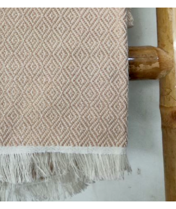 Plaid en coton tissé fait main Beige saumon 120 x 240 cm par Artisans du Mékong Paris Déstockage Promo