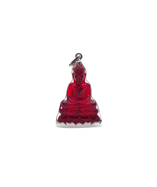 Pendentif bouddha position Dhyana mudra en cristal rouge les muscles