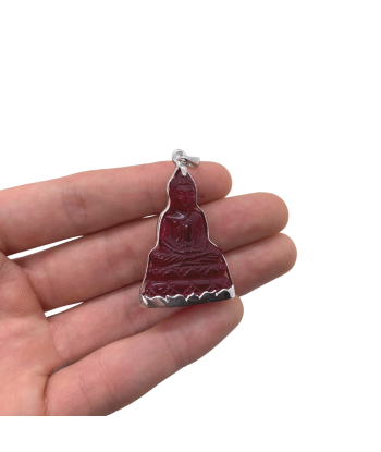 Pendentif bouddha position Dhyana mudra en cristal rouge les muscles