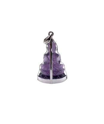 Pendentif bouddha position Abhaya mudra en cristal violet plus qu'un jeu 