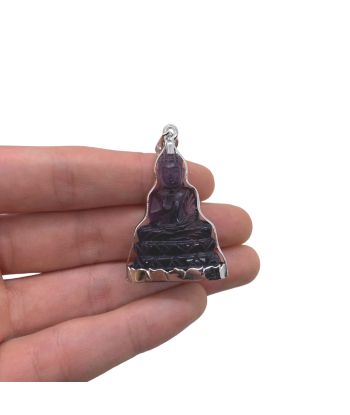 Pendentif bouddha position Abhaya mudra en cristal violet plus qu'un jeu 