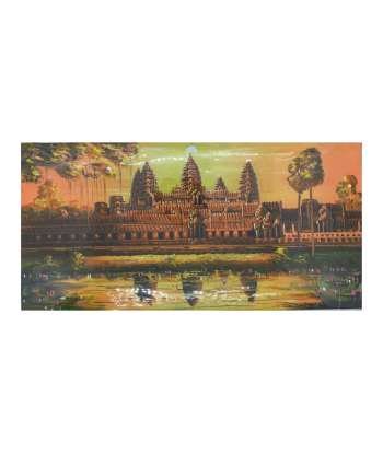 Peinture sur Toile "Lueur du soir sur Angkor Wat" 40x20cm d'Europe débarque