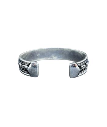 Bracelet Thaïlandais en argent orné d'éléphants brillant des détails fins